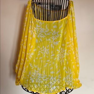 New w/tags, yellow  & white sheer top
